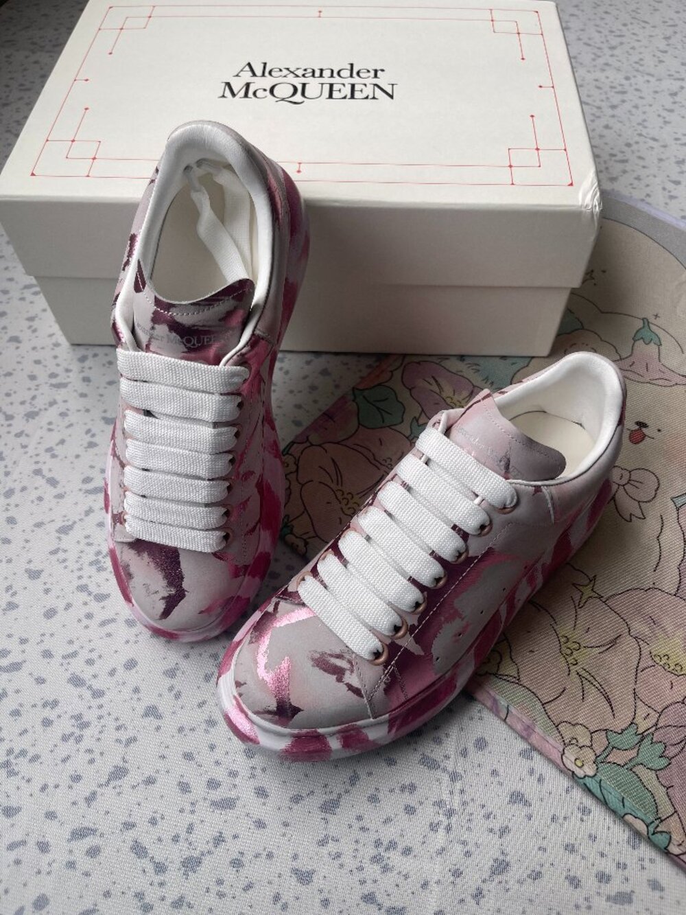 Alexander McQueen Pink And White Platform Sneakers
